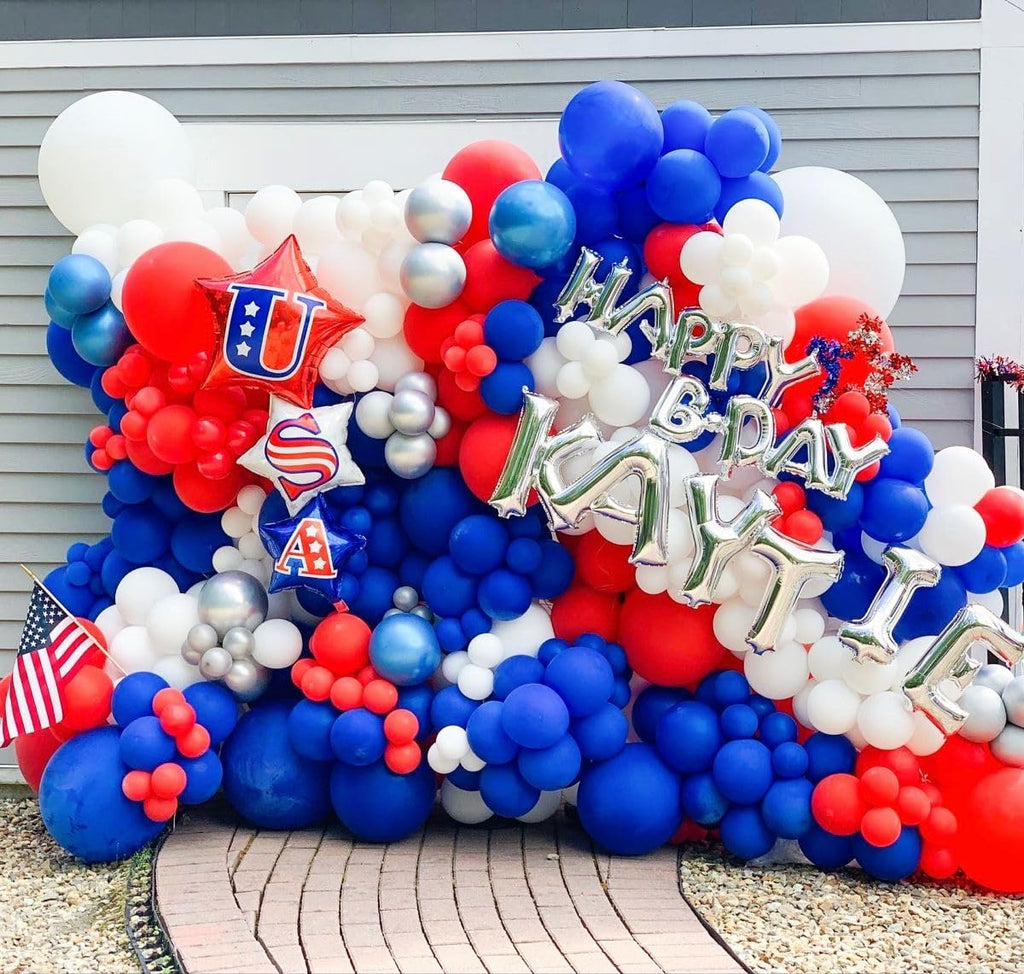 Voircoloria 12-Inch Red, White & Blue Latex Balloons - 105pcs for 4th of July Celebrations
