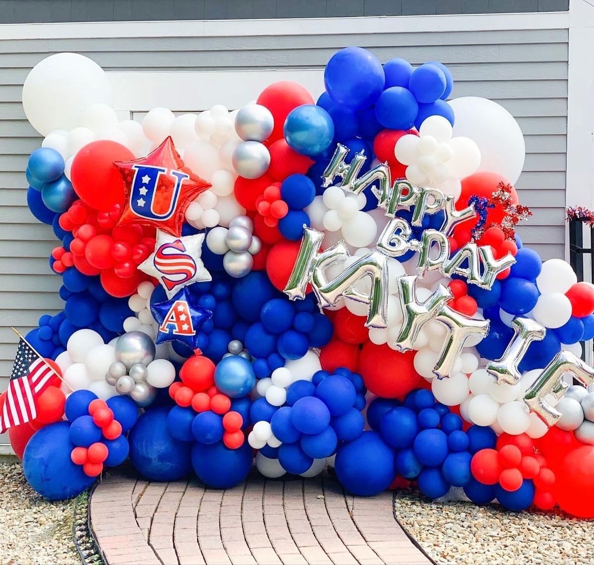 Voircoloria 12-Inch Red, White & Blue Latex Balloons - 105pcs for 4th of July Celebrations