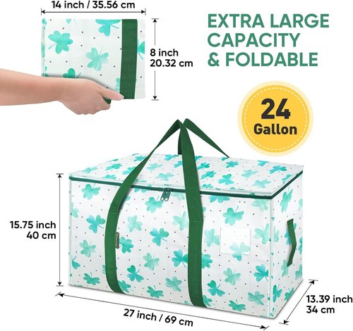 BALEINE Oversized Moving Bags - Heavy-Duty Storage Totes with Reinforced Handles | 2-Pack Clover
