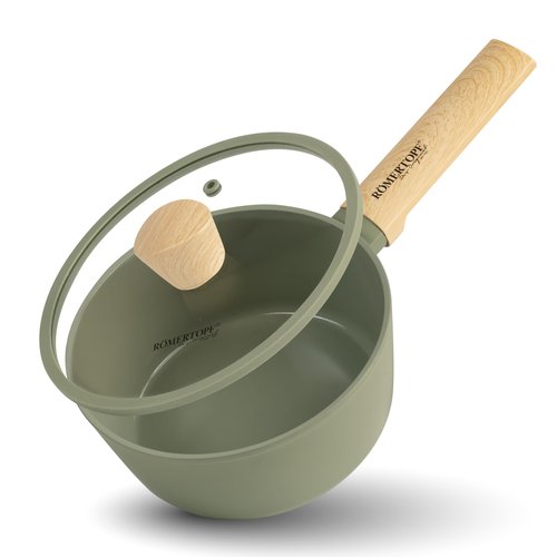 Romertopf 2.5QT Sauce Pan with Lid | 8 Inch Nonstick Ceramic Saucepan | Small Pot for Cooking, Boiling, Simmering | Even-Heat Cooking Pot for All Stovetops | Induction Compatible, Easy to Clean