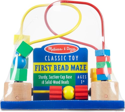 Melissa & Doug First Bead Maze - Educational Wooden Toy with Suction Cups for Toddlers Ages 1+
