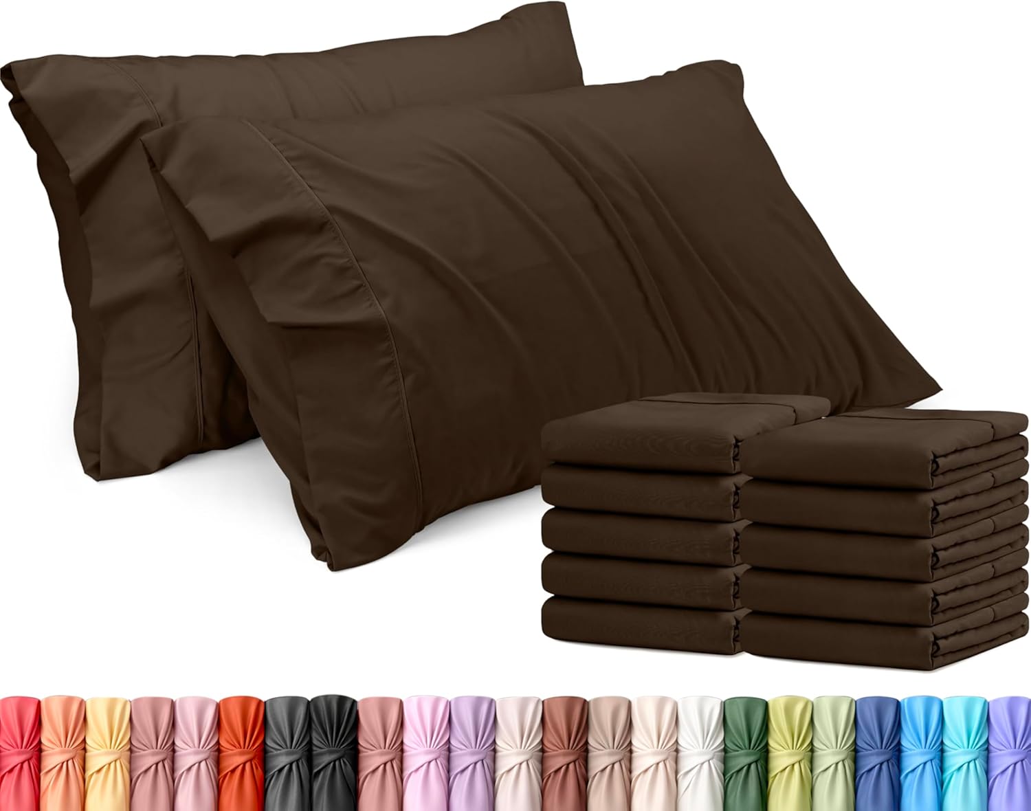 Utopia Bedding Queen Pillow Cases - 12 Pack Soft Brushed Microfiber | Fade Resistant 20 x 30 Inches (Brown)