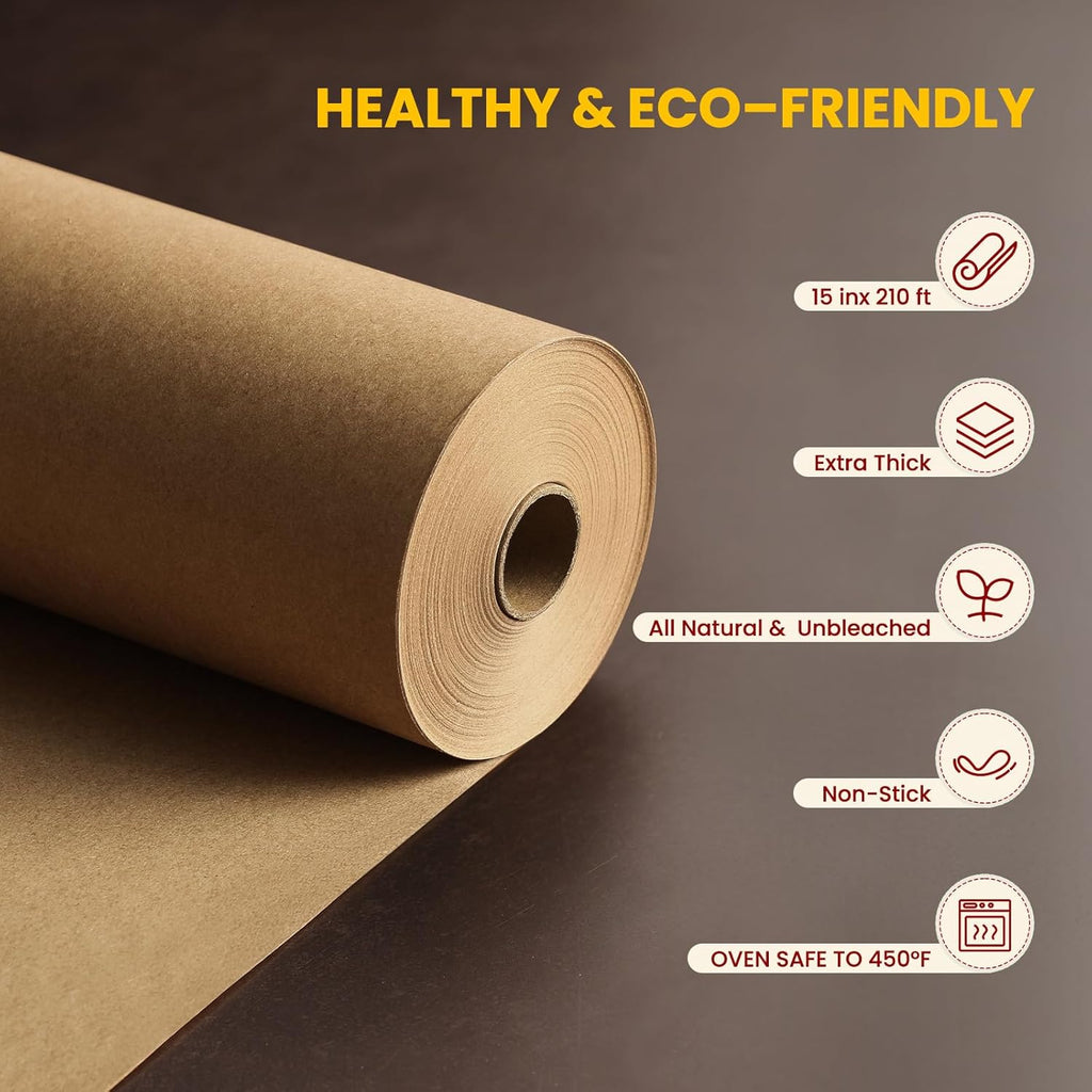 Unbleached Parchment Paper Roll by [Brand Name] - 15in x 210ft, Non-Stick & 450°F Safe for Baking, Cooking, Air Frying