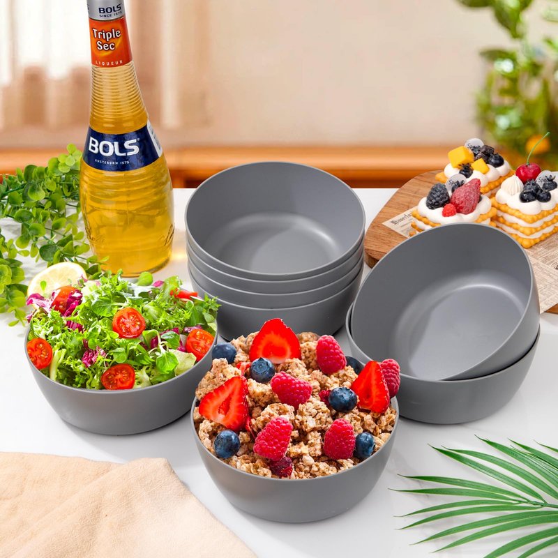 EI 8pcs Wheat Straw Bowls,28oz Reusable Cereal Bowls,Unbreakable Plastic Bowls,Premium Wheat Straw Bowls Set,Microwave and Dishwasher Safe Lightweight Fruit/Salad/Soup Bowls for Picnic,Halloween