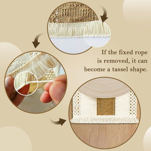 Placemats Set of 6 - Natural Cotton Burlap Table Mats and Braided Round Place Mats, Heat Resistant Mats for Dining Table, Kitchen, or Farmhouse Decoration, Doho Placemats