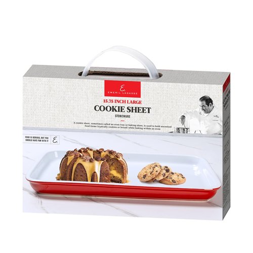 Emeril Lagasse 15.75 IN Large Baking Sheet – Stoneware Cookie Sheet & Baking Tray, Oven Safe Baking Trays for Oven