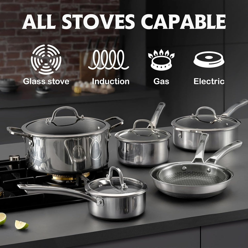 SNOWCLAD Nonstick Frying Pan with Lid - 5 Quart Hybrid Saute Pan | PFOA Free, Dishwasher & Oven Safe