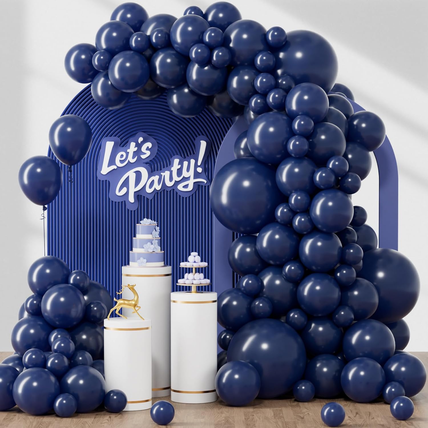 Skiennix Navy Blue Balloons - 120-Piece Set in Various Sizes for Graduation & Birthday Decor