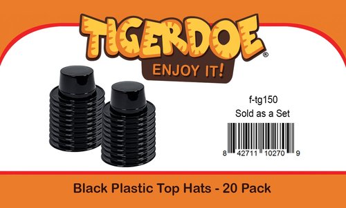 Tigerdoe Top Hats - 20 Pack Black Plastic Magician Hats - Costume Headwear for Magician Themed Parties, Halloween, Christmas, Birthday Parties