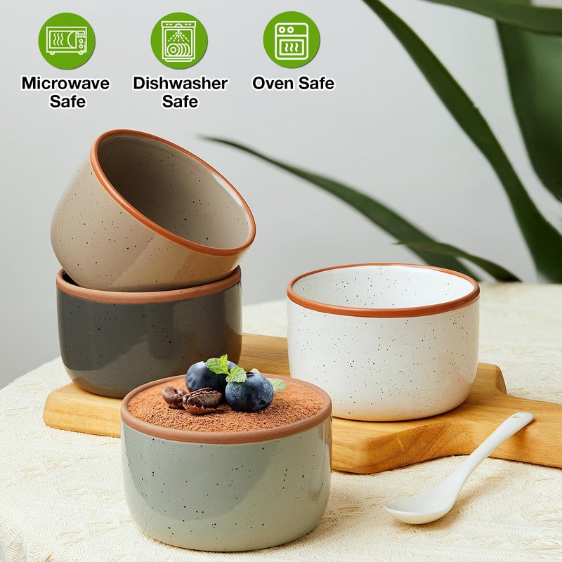 Morandi Color Ramekins Set of 6, 6 oz Creme Brulee Ramekin Oven Safe, Porcelain Ramekin Bowls, Mini Cheesecake Pans, Small Baking Dish, Dipping Sauce Bowls, Ramekins for Baking Souffle, Ice Cream