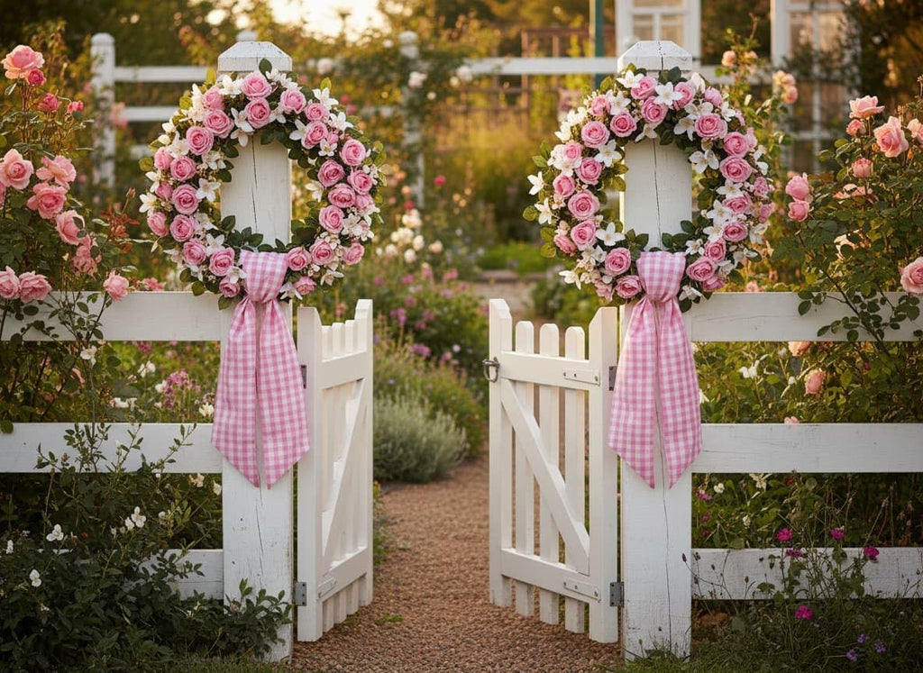 Skiennix Pink Plaid Wreath Sash - Versatile Front Door Decoration for Weddings & Holidays | Indoor/Outdoor Farmhouse Decor