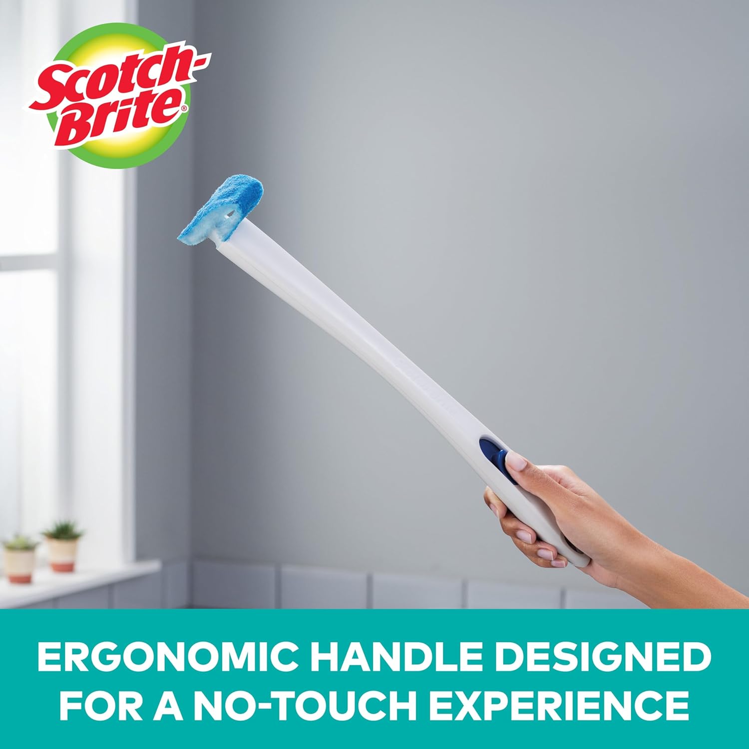 Scotch-Brite Toilet Scrubber Starter Kit - Disposable Refills with Built-In Bleach Alternative | Includes Handle & Caddy