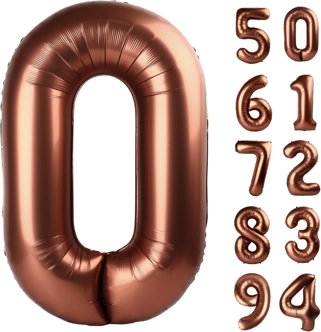 Number Balloons by Dark Brown | 40-Inch Coffee Brown 0 Balloon for Birthday Party Decorations