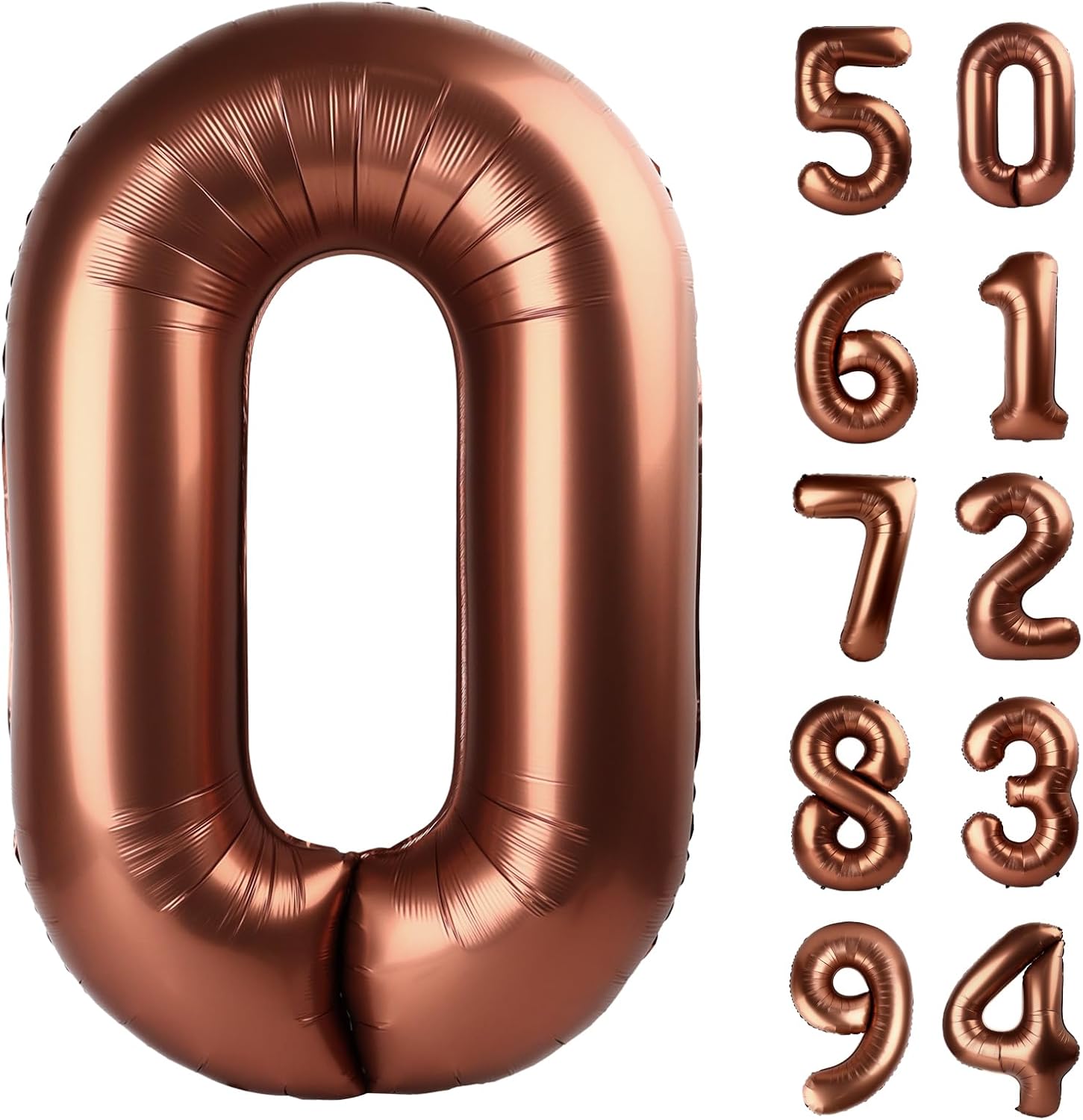 Number Balloons by Dark Brown | 40-Inch Coffee Brown 0 Balloon for Birthday Party Decorations