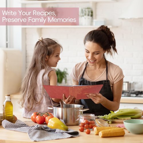 Recipe Binder with PU Leather Cover, Full Page Recipe Book to Write in Your Own Recipes, 8.5x11 3 Ring Recipe Journal with Plastic Sleeves, Blank Cards, Dividers, Labels & Stickers