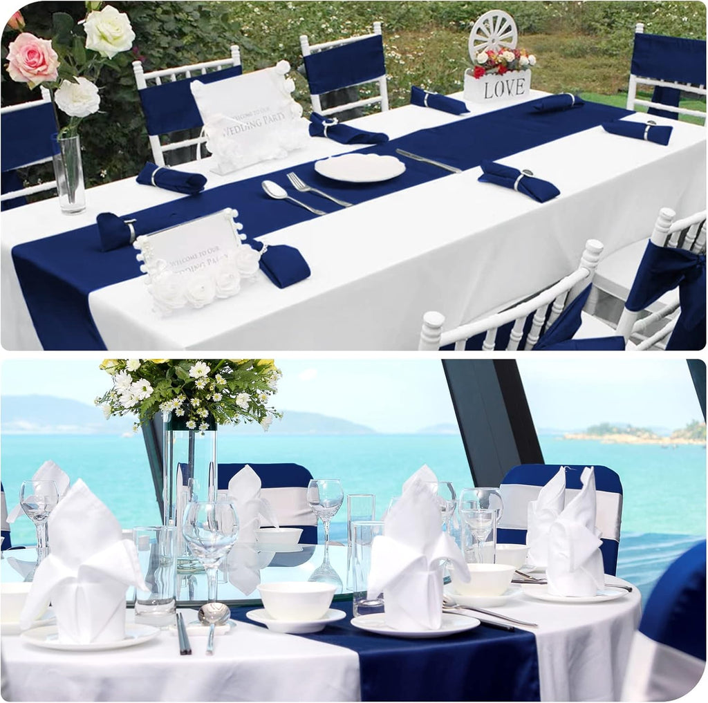 Skiennix Navy Blue Satin Table Runner - 12 Pack, 12 x 108 Inch for Weddings & Events Decor