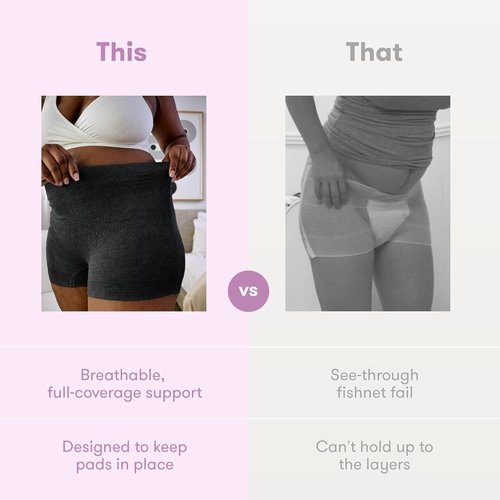 Frida Mom Postpartum Underwear - 8pc Disposable Boyshort Panties with Seamless Stretch Support | Size Regular (28in-42in)
