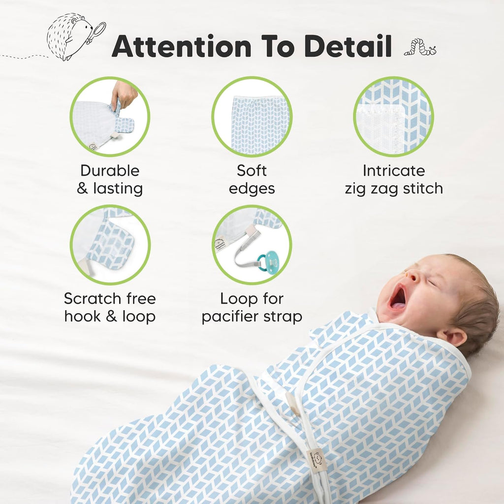 Organic Baby Swaddle Sleep Sacks by [Brand Name] - Soft & Snug for Newborns 0-3 Months | 3-Pack in Storm