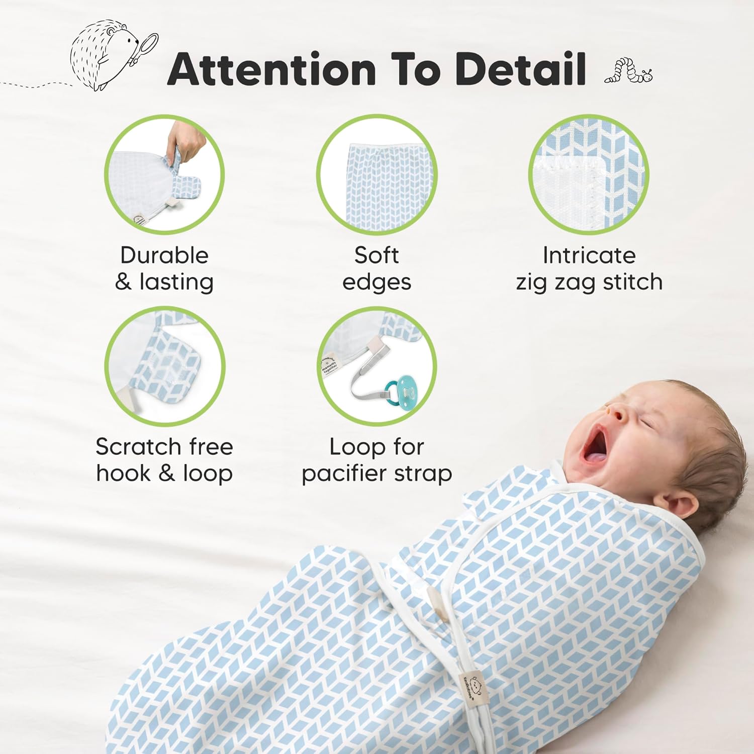 Organic Baby Swaddle Sleep Sacks by [Brand Name] - Soft & Snug for Newborns 0-3 Months | 3-Pack in Storm