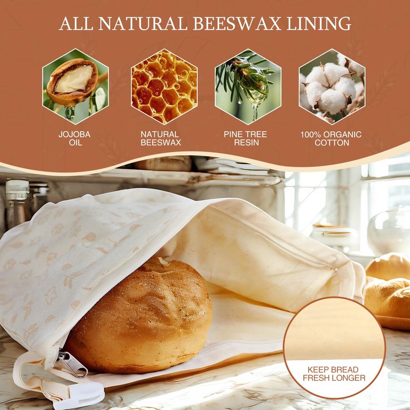 Bread Bags for Homemade Bread, Sourdough Bread Bags Baking Supplies, Beeswax Bread Bags for Sourdough, Reusable Beeswax Bread Bag Container Storage, Sourdough Starter Kit, Sour Dough Starter Kits