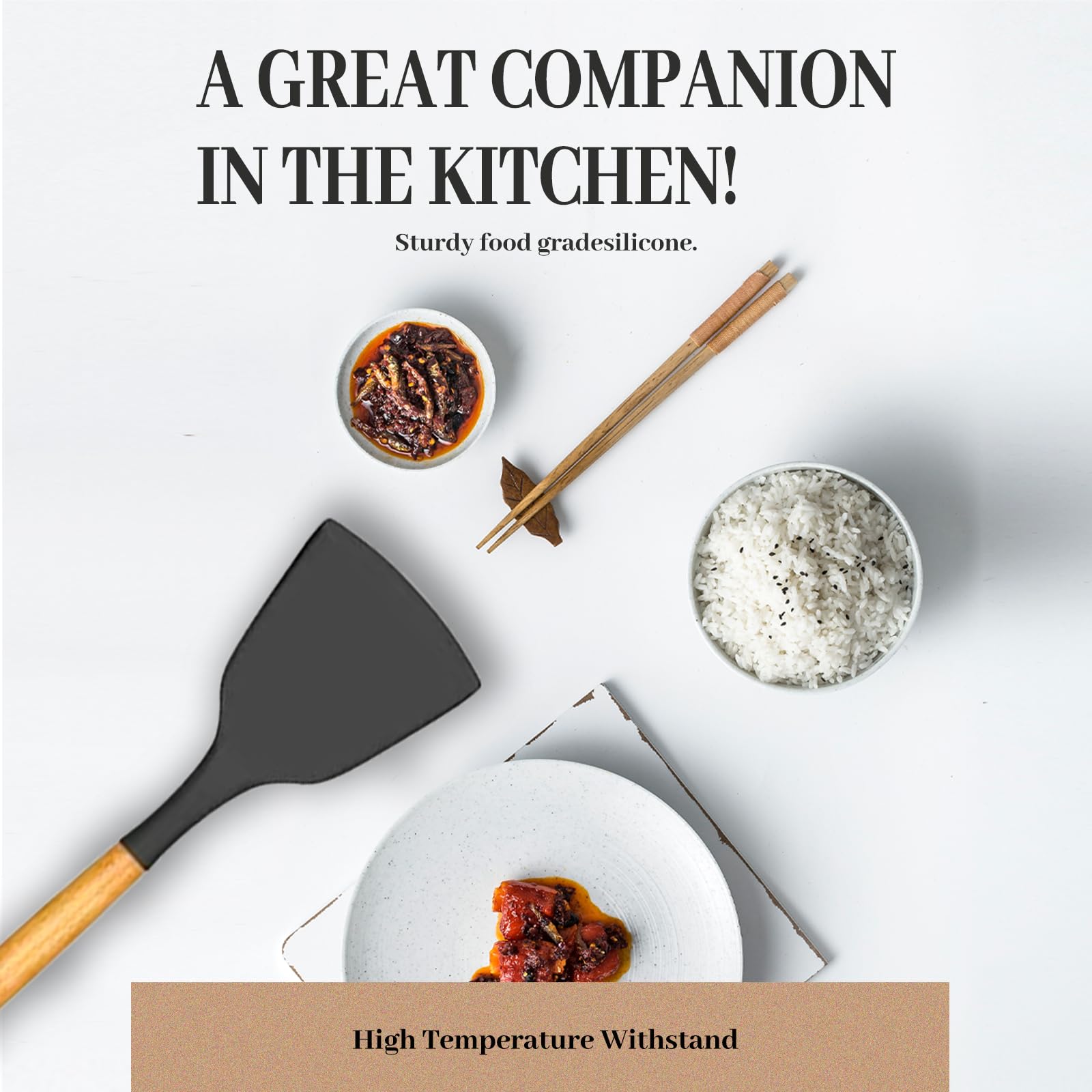 Kitchen Cooking Silicone Utensils Set, Black 33 pce Rubber Spatula Cookware Accessories For Home, Chef Decor Appliances, Nonstick Heat Resistant Silicona can withstand temperatures up to 446