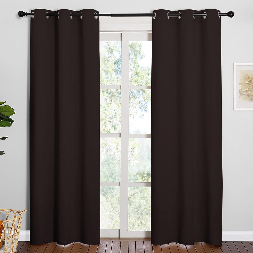 NICETOWN Blackout Curtains - Energy Smart Thermal Insulated Drapes for Living Room | 2 Panels, 42"x84", Toffee Brown