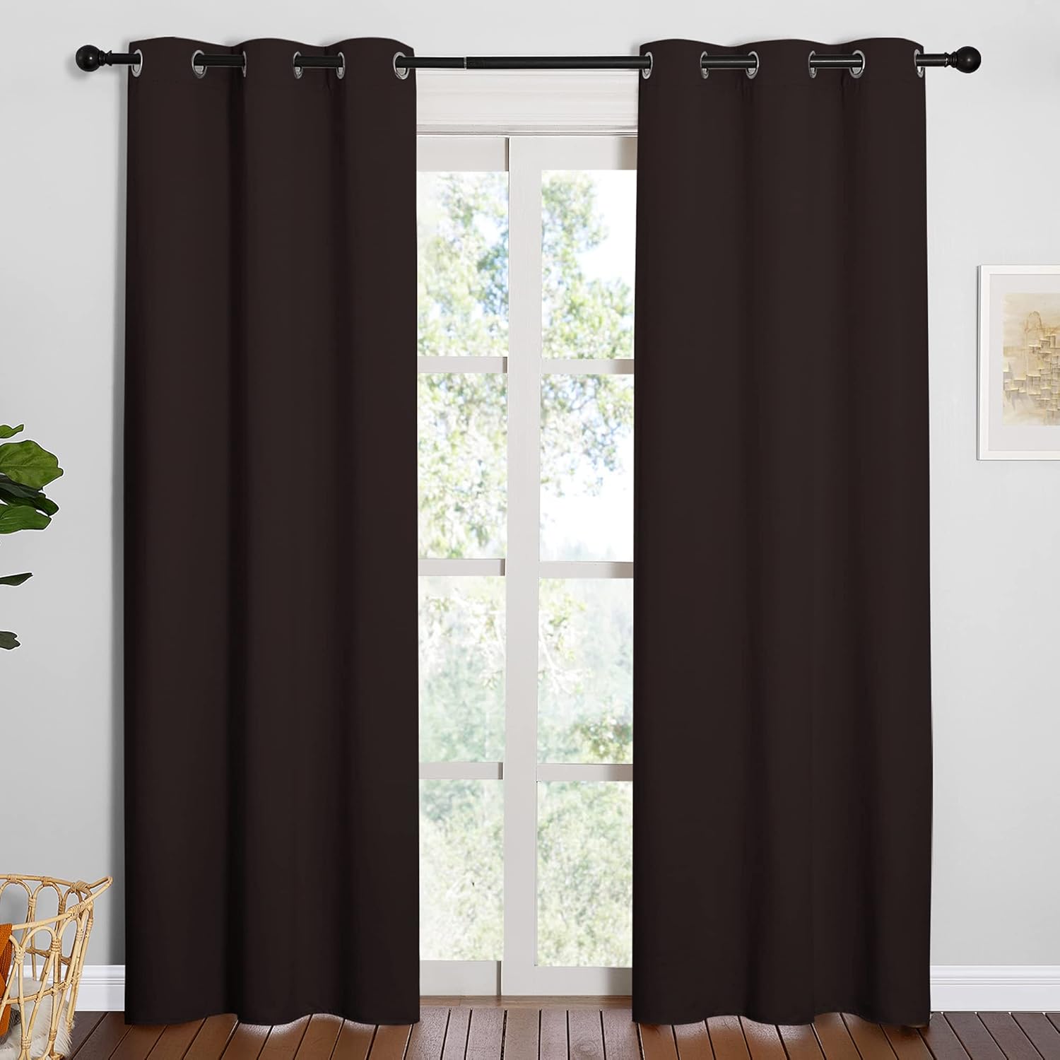 NICETOWN Blackout Curtains - Energy Smart Thermal Insulated Drapes for Living Room | 2 Panels, 42"x84", Toffee Brown