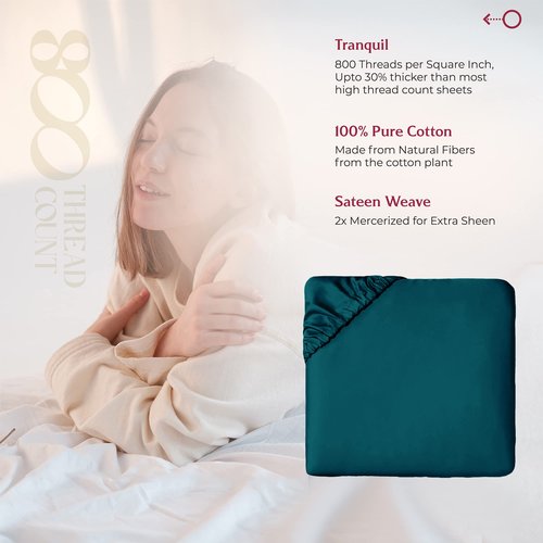 Mayfair Linen Luxury 100% Egyptian Cotton King Fitted Sheet Only - Premium 800 TC Hotel Quality Deep Pocket Cotton Fitted Sheets, Soft, Sateen Weave Bottom Sheet, Fits Mattress up to 18 in - Teal