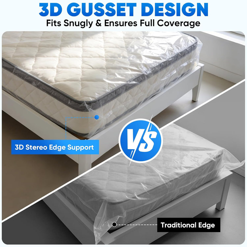 TICONN Waterproof Mattress Bag - Heavy-Duty Moving Storage Cover | 2-Pack, Queen Size (4 Mil)