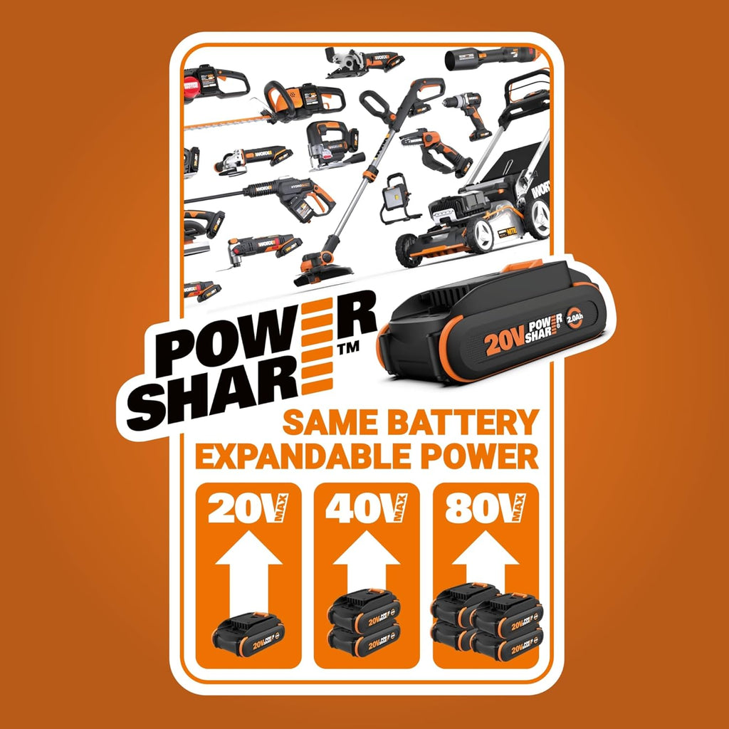 Worx 20V SteamStorm Cordless Handheld Steam Cleaner - Lightweight & Portable with 8-Second Preheat | Includes Accessories