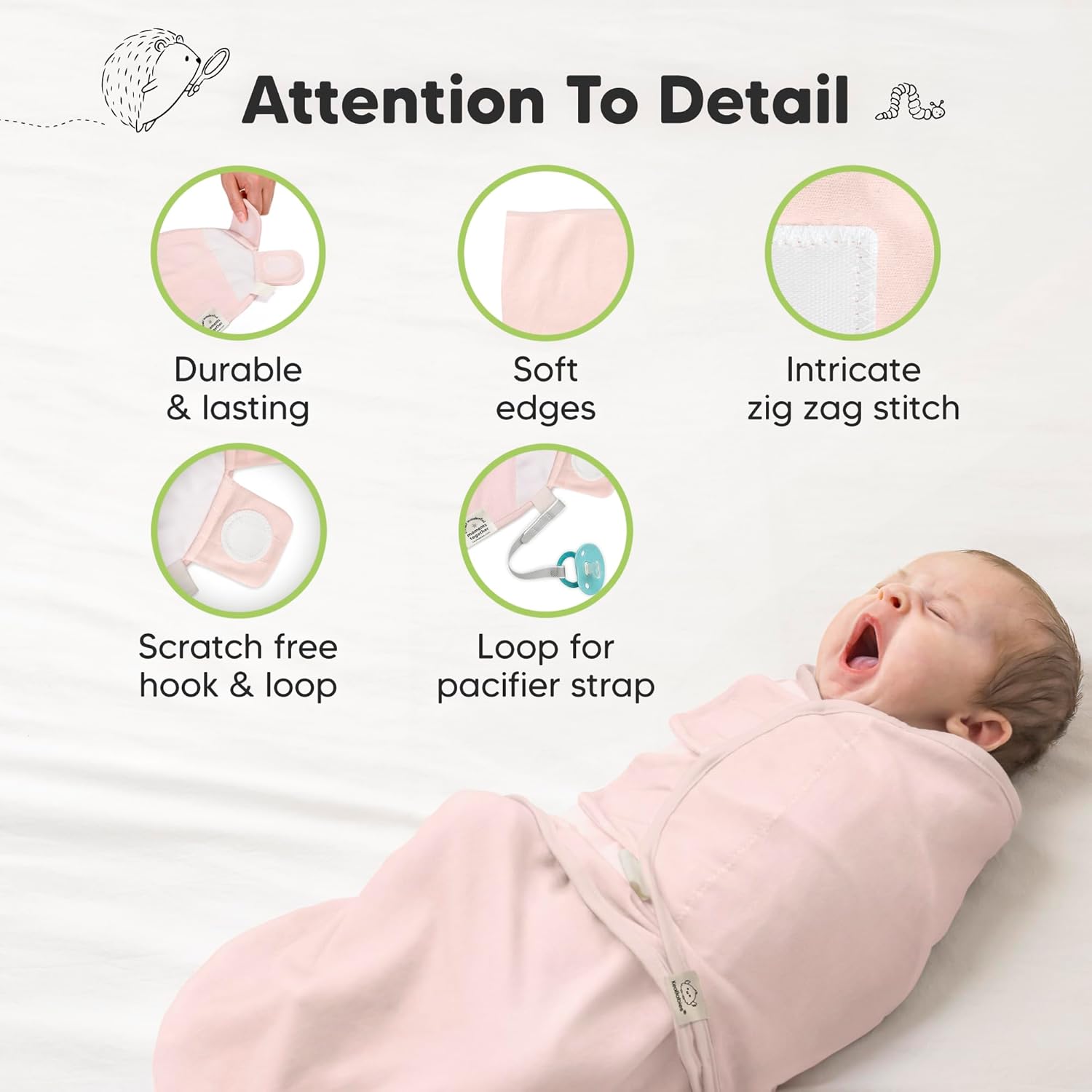 Skiennix 3-Pack Organic Baby Swaddle Sleep Sacks - Soft & Snug for Newborns 0-3 Months | ABC Land Rose