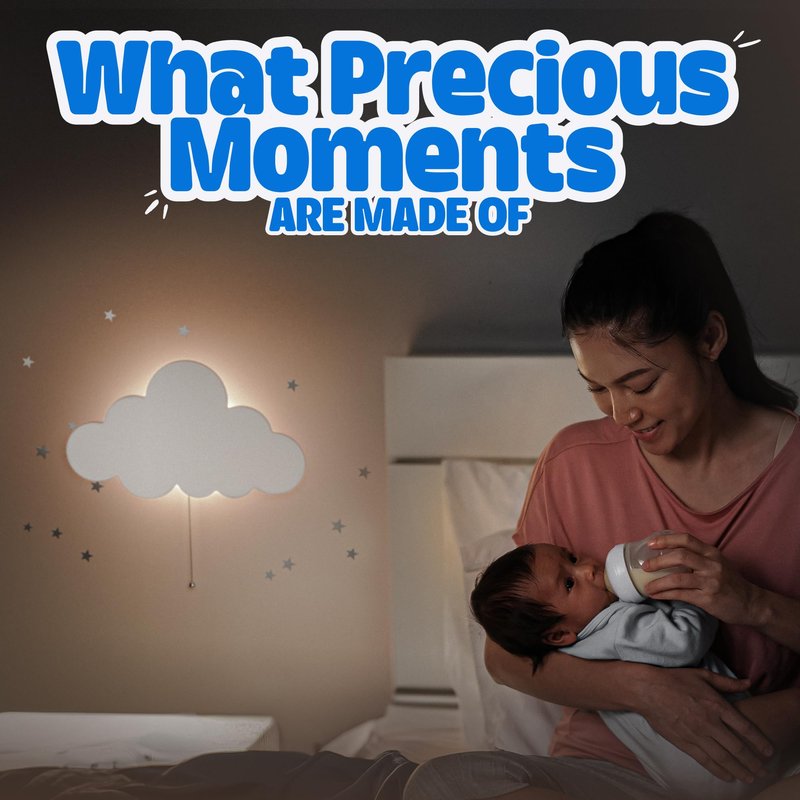 Tip perk Floating Cloud Wall Lamp for Baby Nursery | Cute Floating Cloud Lamp for Kids Bedroom | Battery-Operated Hanging Night Lights for Bedroom