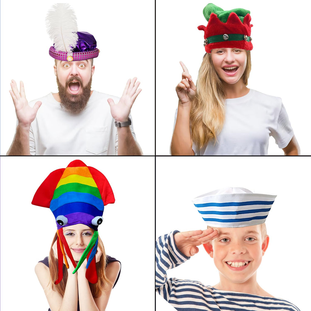 POPCIEL 12 Assorted Funny Hats Crazy Party Hat for Adult Teen, Photo Booth Props Dress Up Costume Accessories