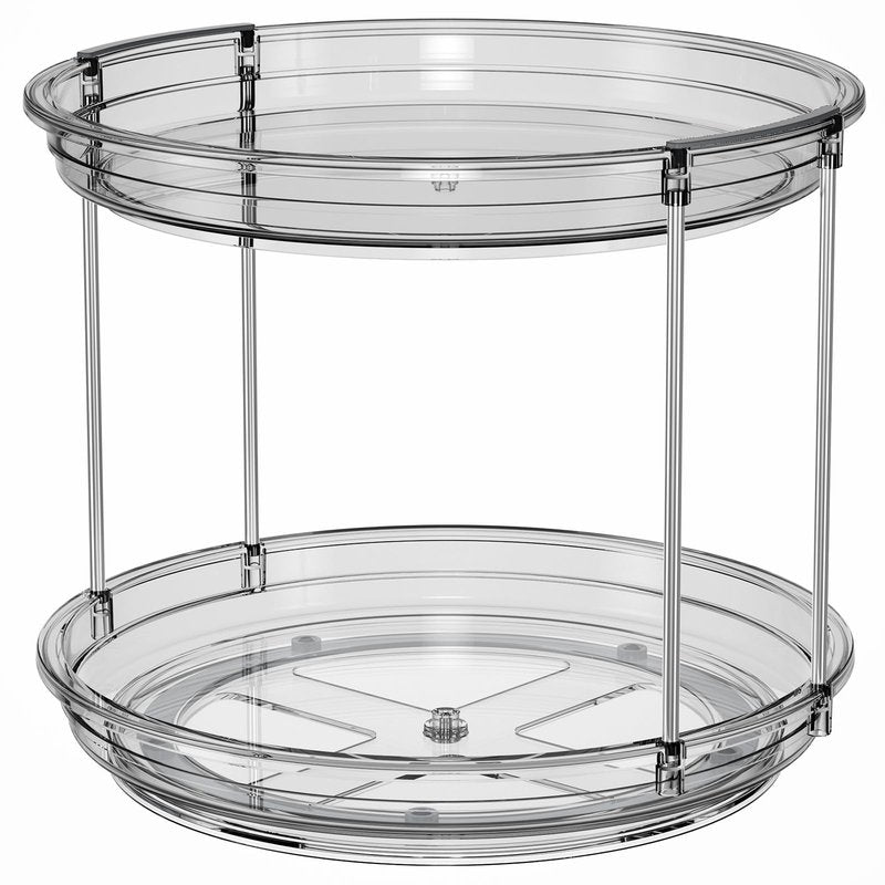 LAMU 2 Tier Lazy Susan Turntable Organizer 9.25'' Rotating Spice Rack Organization for Cabinet, Kitchen, Pantry, Countertop, Bathroom, Vanity, Medicine Cabinet Organizer, Grey