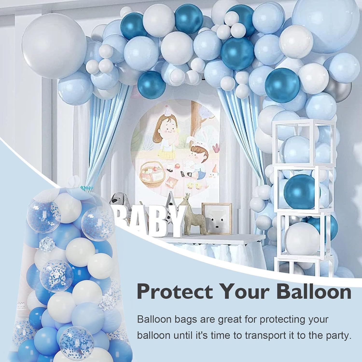 Skiennix Extra Large Clear Balloon Bags - 98 x 59 In, Reusable for Arch Garland & Party Decorations | 2 Pack