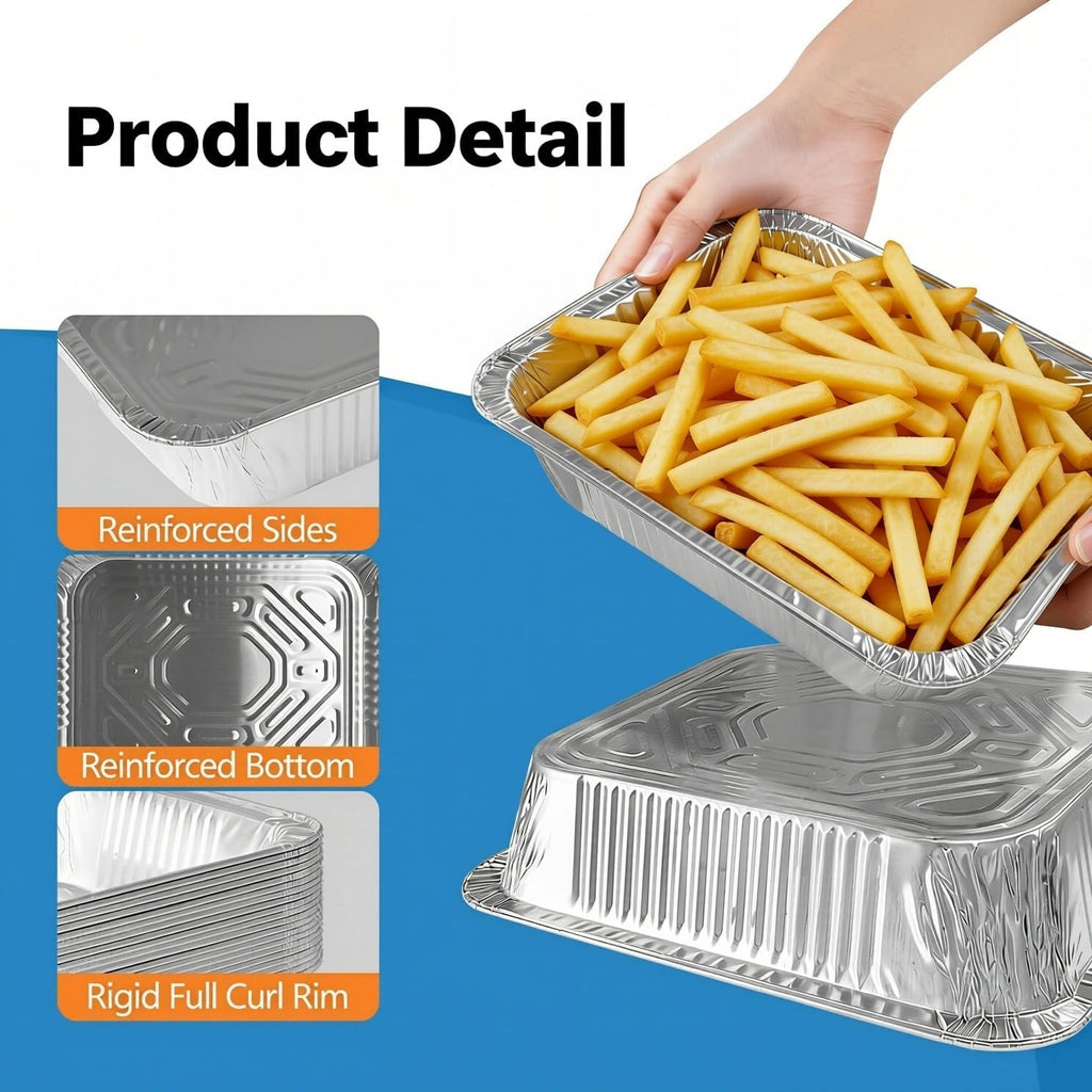 Thickened Aluminum Foil Pans - 9x13 Extra Deep Disposable with Lids for Baking & Roasting | 10-Pack