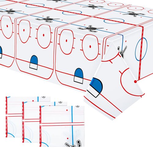 Boao Hockey Tablecloth Ice Hockey Field Table Cover Plastic Tablecloth Dining Room Kitchen Rectangular Table Cover for Patio Picnic Camping Spring Summer Sport Events 54 x 96 Inch, 100g, White(3 Pcs)