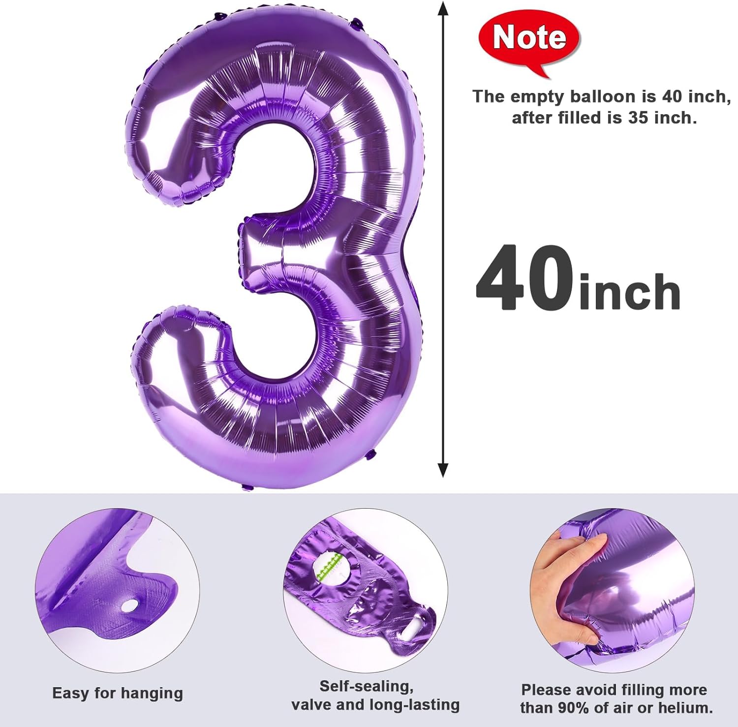 Numbers Balloons - 40 Inch Purple Foil Balloons for 16th Birthday & Wedding Celebrations
