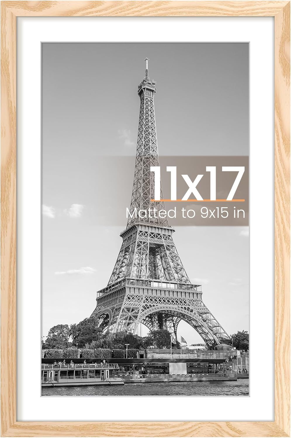 Upsimples 11x17 Picture Frame - Versatile Wall Hanging for 9x15 or 11x17 Photos - Natural Finish, 1 Pack