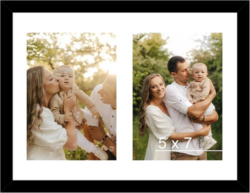 JCJMY Collage Picture Frame - Display 2 Photos in 5x7 or 8.5x11 - Lightweight Black Frame for Wall or Tabletop