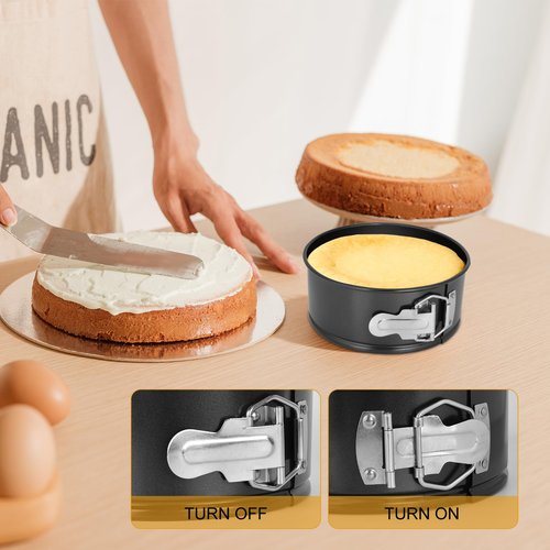 DUIBAOCHUN 4pcs 6 inch springform pan，spring form pan for cheesecake with a detachable bottom，cake molds suitable for baking kitchens（black）