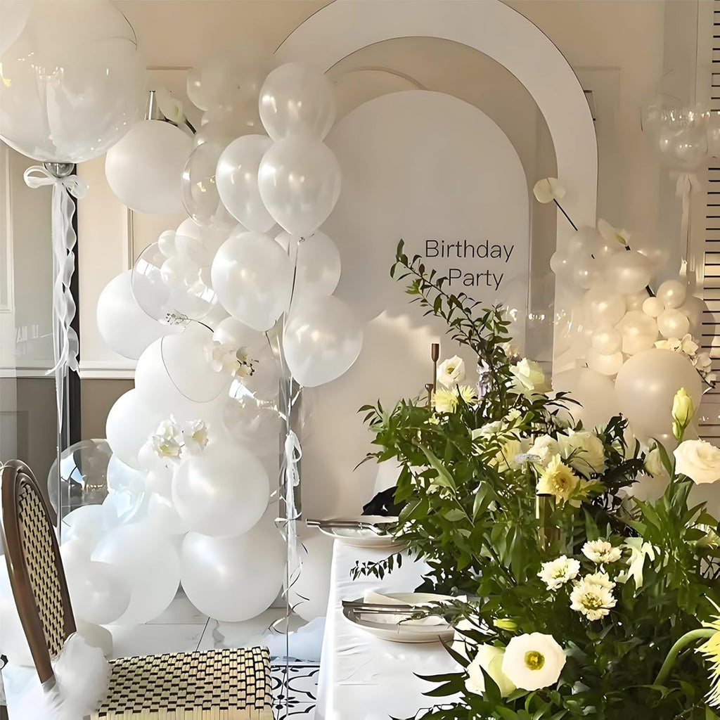 Pearl White Latex Balloons by [Brand Name] - 110pcs 12-Inch for Birthday Parties & Baby Showers