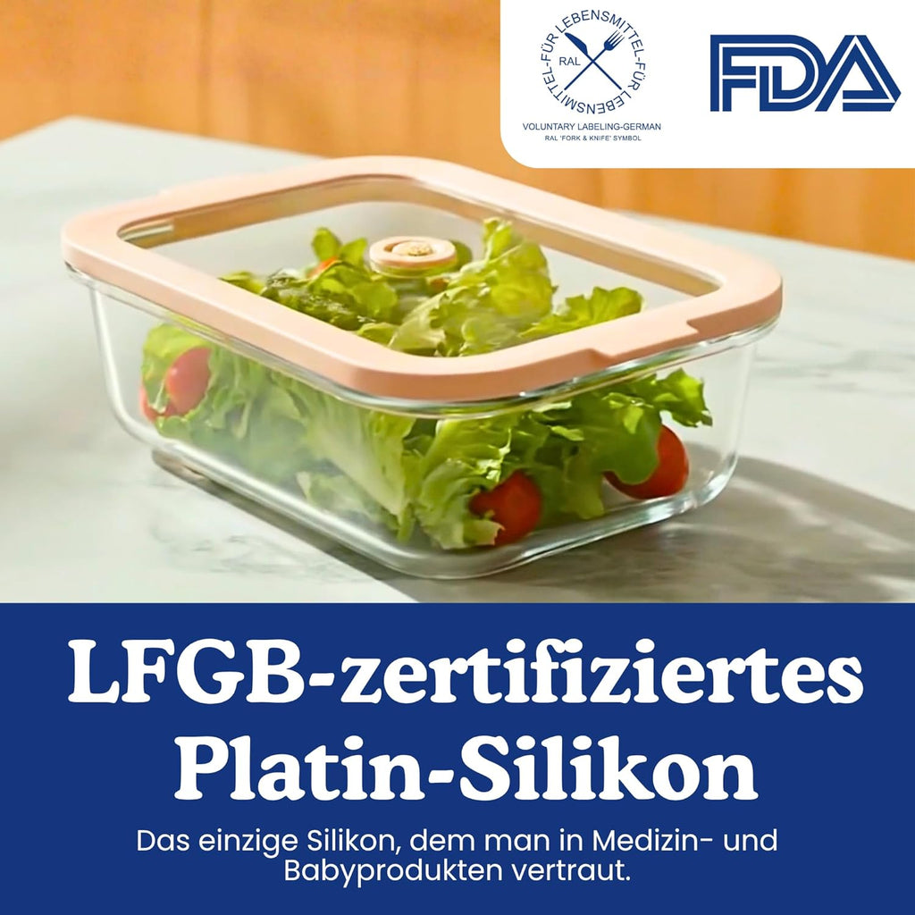 Ziruma Non-Toxic Glass Food Storage Containers - Airtight 2.6 Cup Meal Prep Set, Microwave & Freezer Safe, 4 Pack