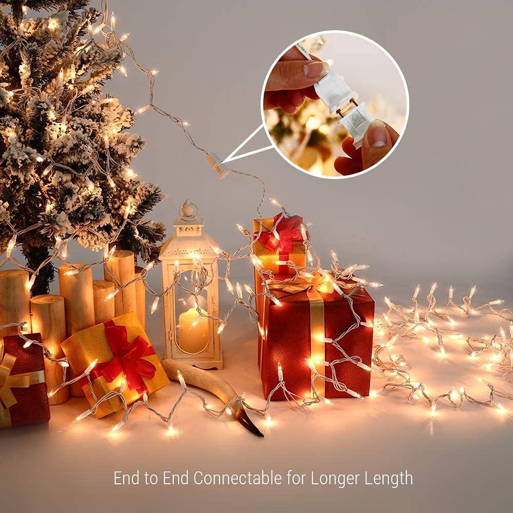 ODEETRONIC Warm Christmas Lights - 21.63ft 100-Count Clear Fairy String Lights | UL Certified for Indoor & Outdoor Use