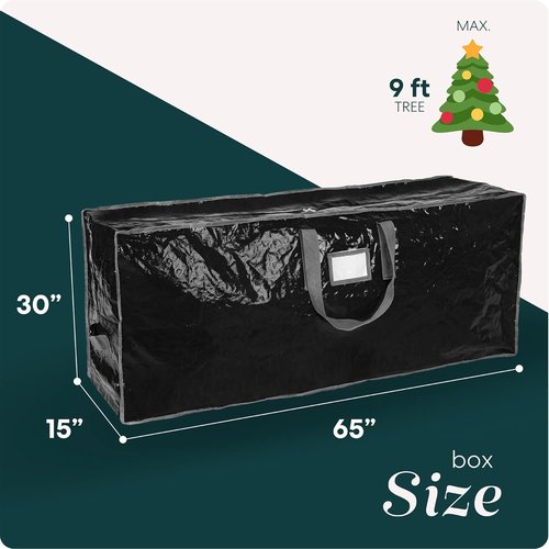 Christmas Tree Storage Bag | Durable Waterproof Zippered Bag for 9-Foot Artificial Trees - Protects Against Dust & Moisture (Black)