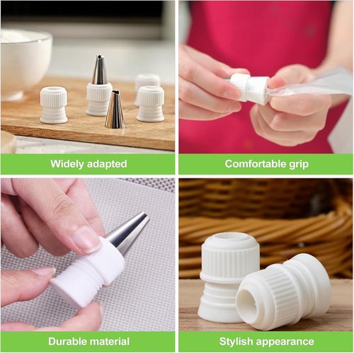 Couplers for Piping Bags by Skiennix - 12 Pcs Plastic Cake Decorating Set | Standard Icing Tips, 1.2 x 1 Inch