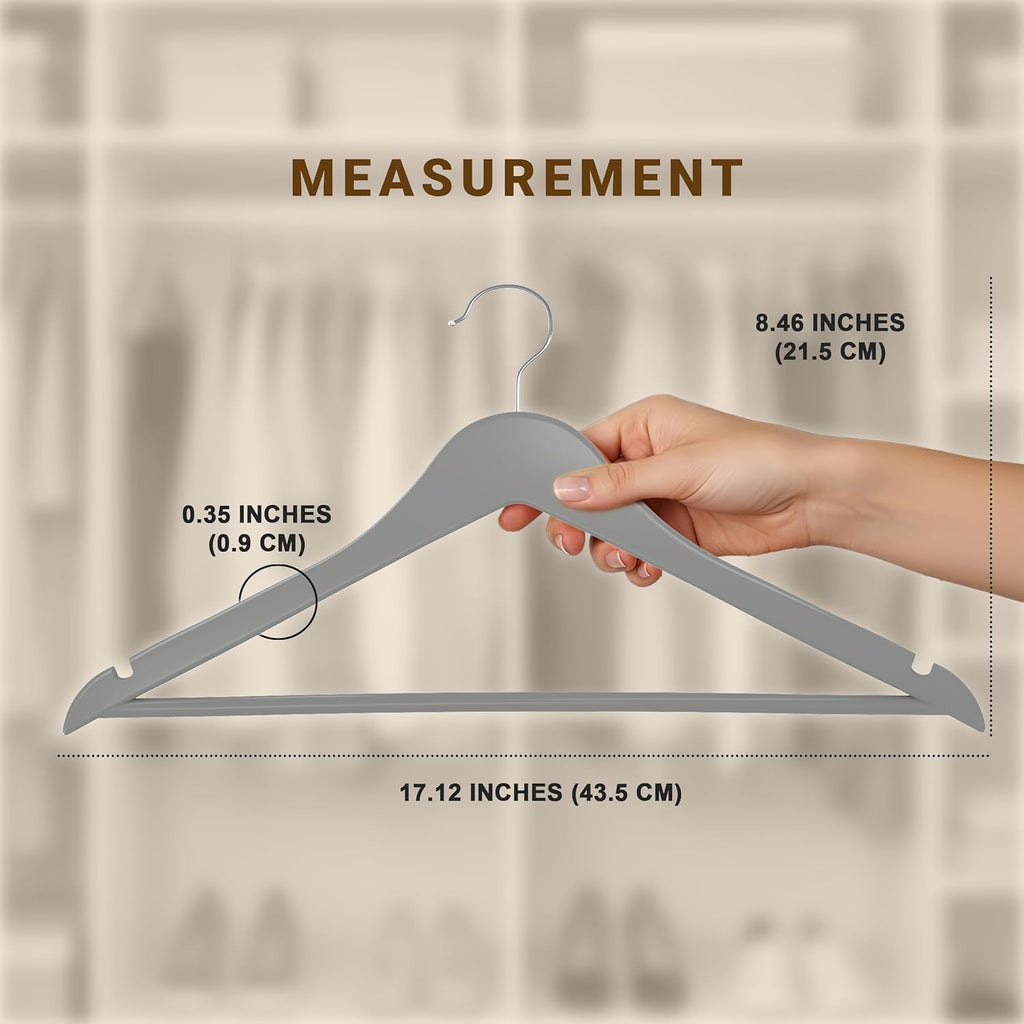 Utopia Home Wooden Hangers 20 Pack - Durable Slim Coat Hangers with 360-Degree Rotatable Hook - Grey