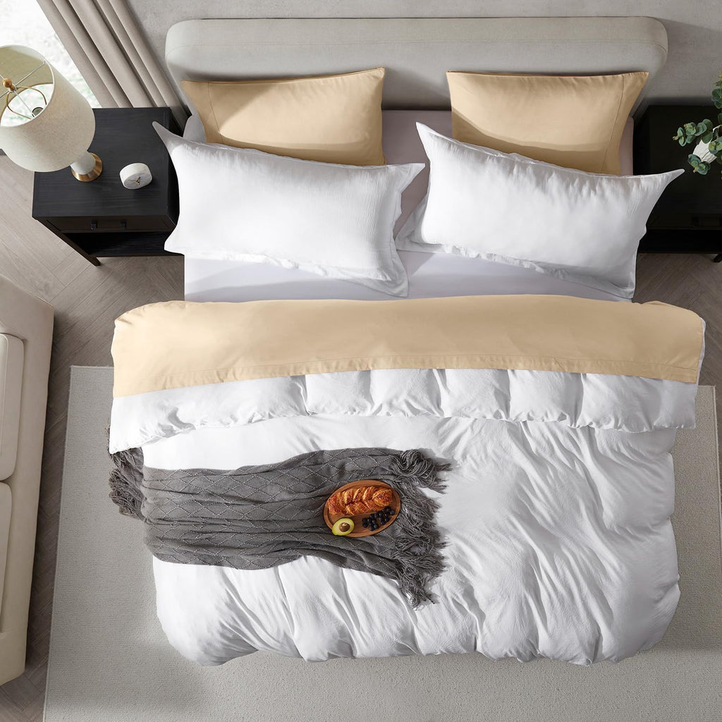 Nestl White Duvet Cover Set - Soft Double Brushed Queen Size, 3 Pieces with Zipper Closure | 90x90 Inches