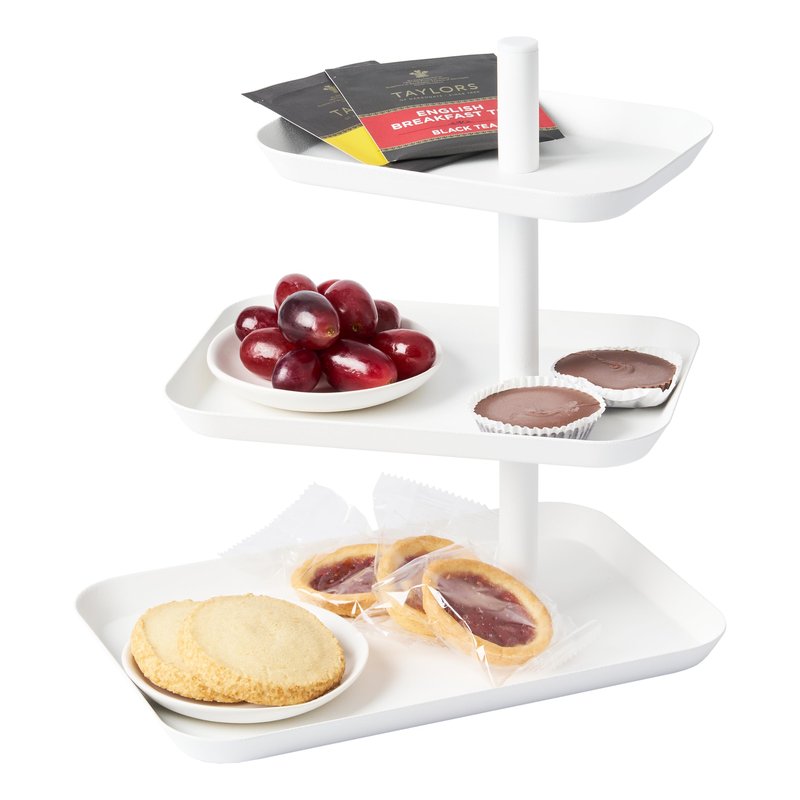 Yamazaki Home Tower 3-Tier Serving Stand - Appetizer Tray Organizer for Party Or Kitchen - Steel