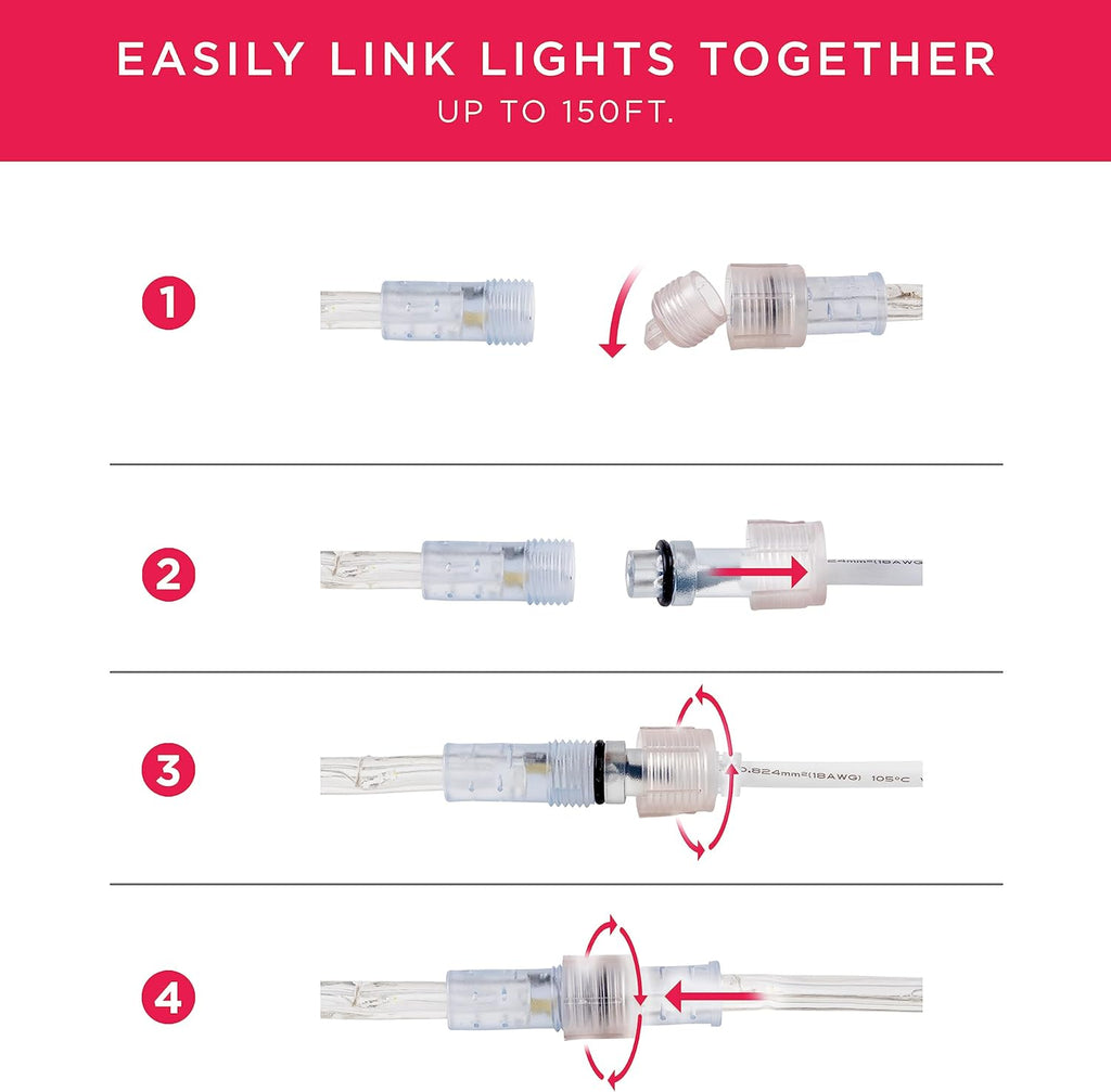 UltraPro LED Rope Lights - 50ft Classic Clear Warm White 3000K | Flexible & Durable Indoor/Outdoor Lighting